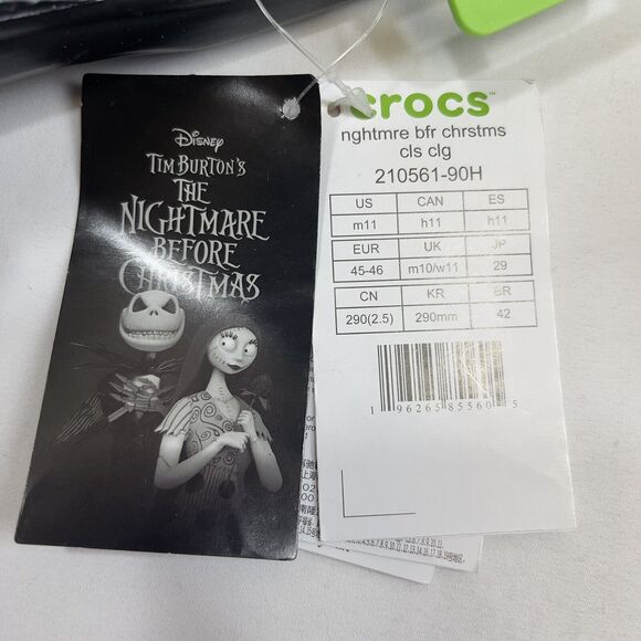 Crocs + Disney Nightmare Before Christmas Classic Clog M11/W13 Black & White - Picture 8 of 10